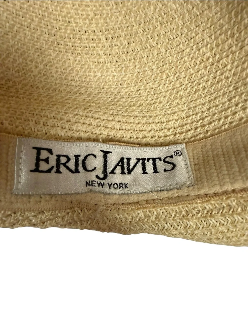 Eric Javits Wide-Brim Straw Sun Hat Pale Yellow 17” diameter - Picture 9 of 9